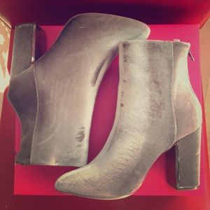 Grey velvet heels